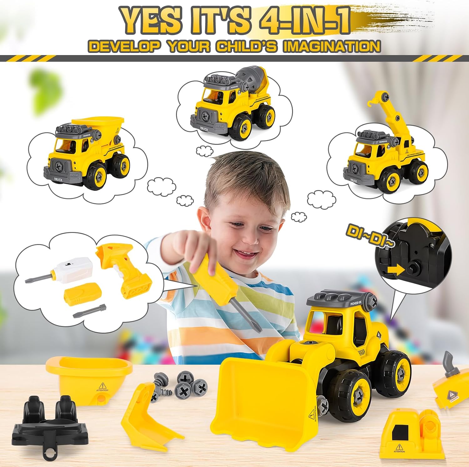BuildMasters 4-in-1 Construction Truck Set